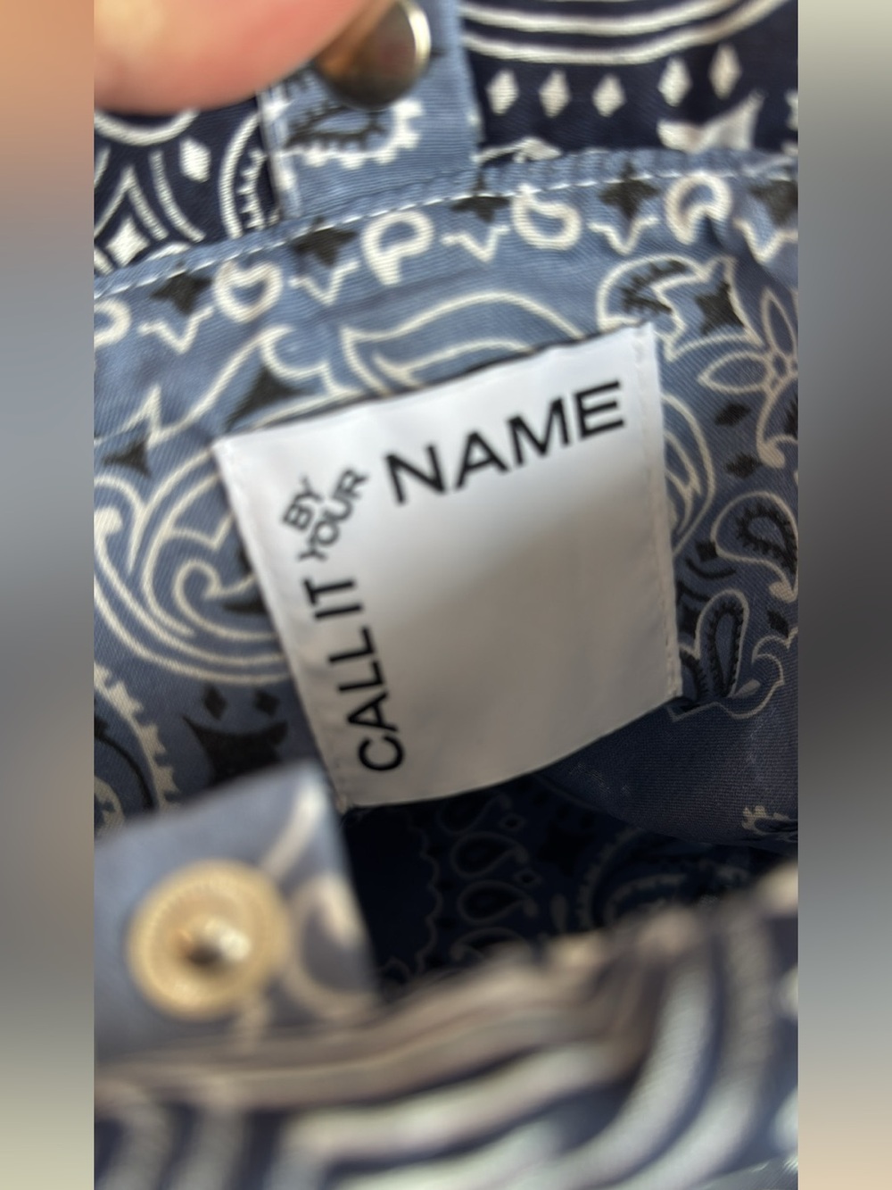 Call It By Your Name Seau Bag navy blue chambray bandana French bag purse NWT - Picture 7 of 9